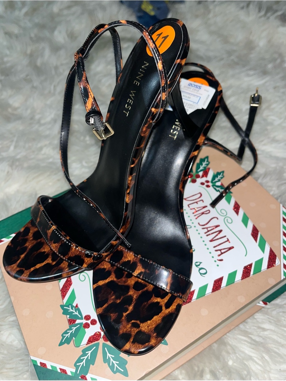 Nine West Leopard Print Ankle-Strap Heels in Brown and Black